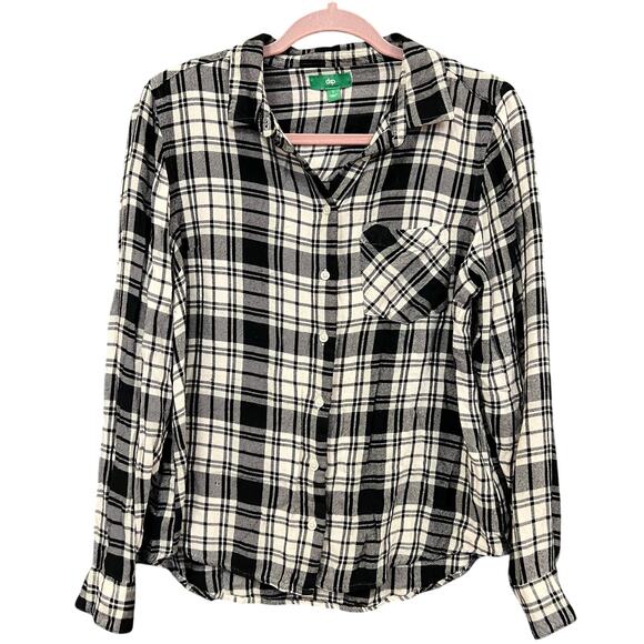 Dip Black + White Women's Button Down Flannel Large - Picture 1 of 4